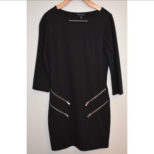 EXPRESS Black Dress 3/4 Sleeve Zipper Detail NWOT